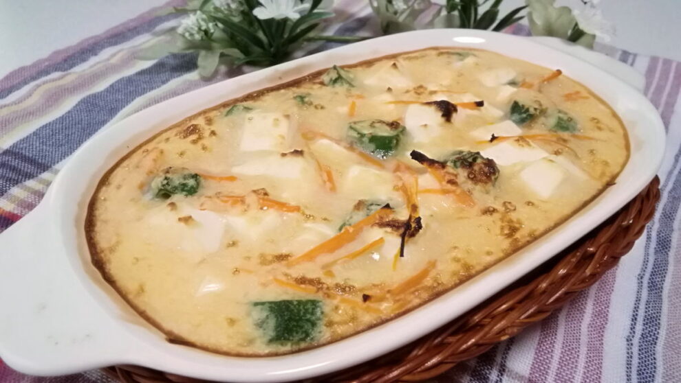 オクラと豆腐・長芋のスタミナグラタン