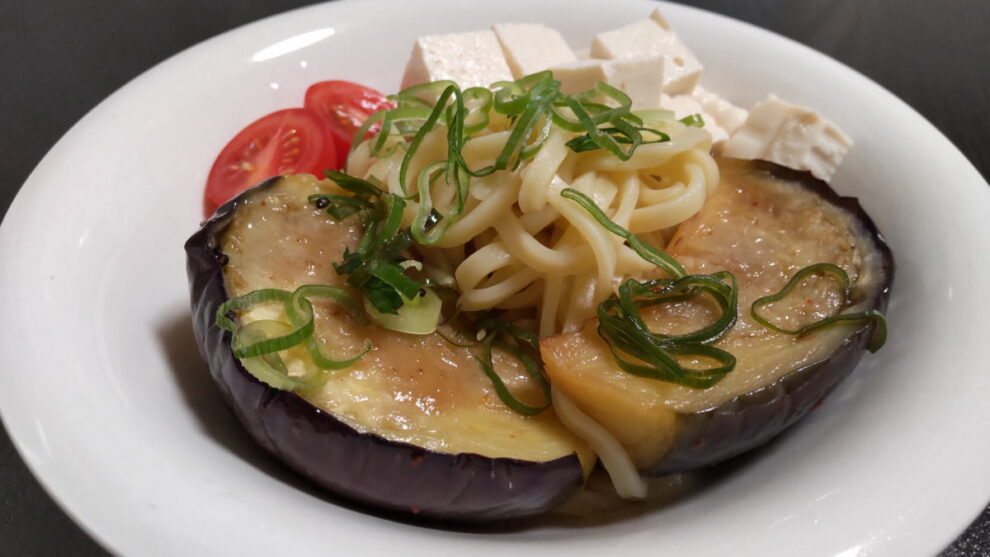 茄子のお浸しで冷やしラーメン🍜