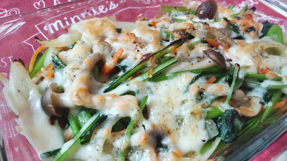 小松菜のバター醤油チーズ焼き🍄🧀