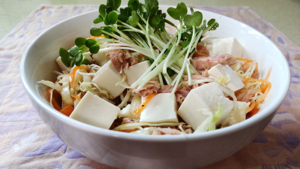お豆腐とツナで・・パパッとサラダパスタ🍝