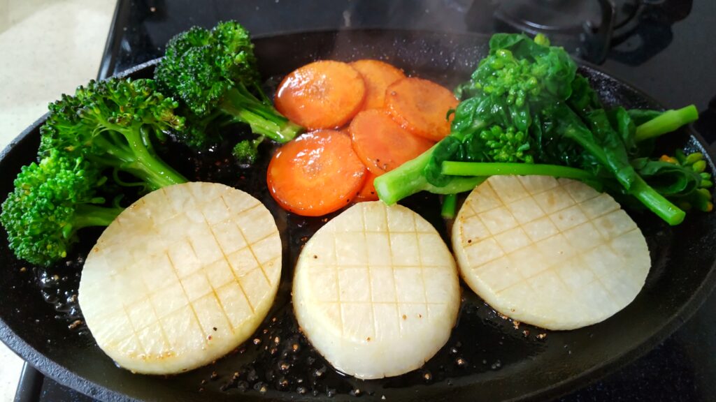 菜の花と大根のステーキ